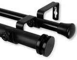 Lid 1" Double Curtain Rod, Black, Black, 28"-48"