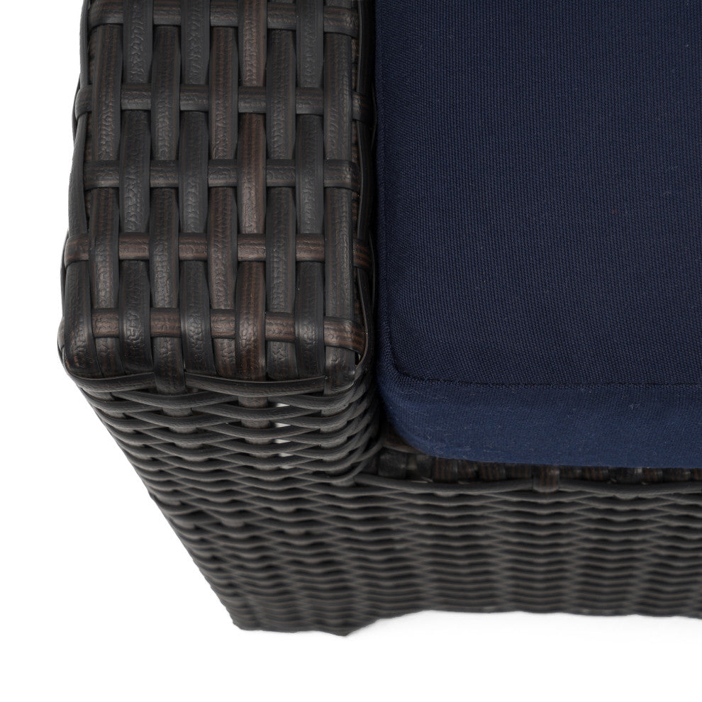 Deco 5 Piece Sunbrella Outdoor Patio Love and Motion Club Fire Set, Navy Blue