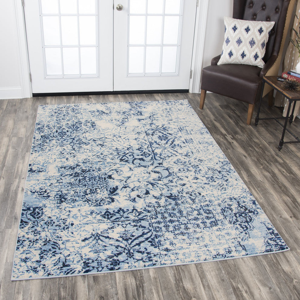 Panache PN6959 Ivory Patch Work Floral Area Rug, Rectangular 9'10"x12'6"