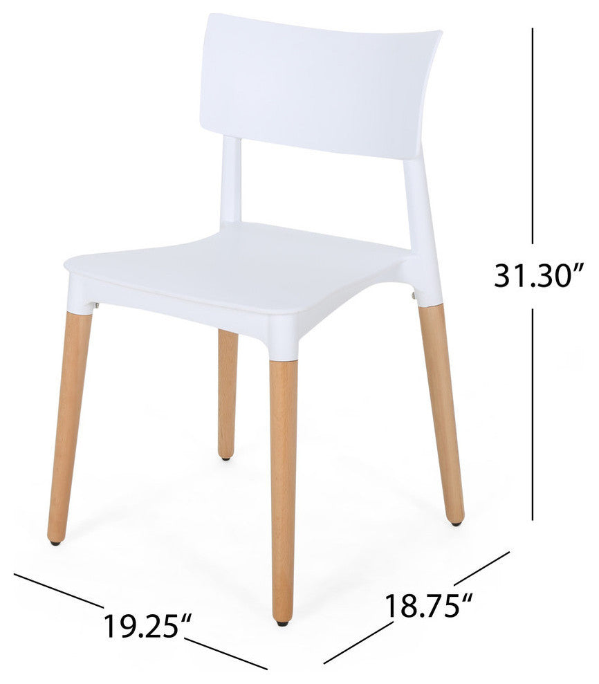 Isabel Dining Chair With Beech Wood Legs, Set of 2, White, Natural