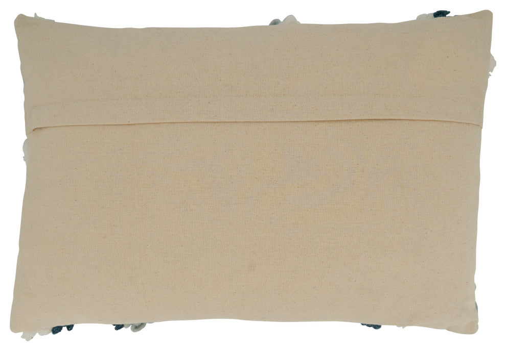 Poly Filled Throw Pillow With Topography Embroidered Design, 16"x24", Blue