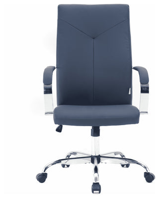 LeisureMod Sonora High-Back Adjustable Leather Conference Chair, Navy Blue