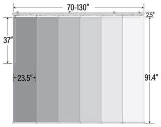 Koala Gray 6-Panel Track Extendable Vertical Blinds 98-130"W