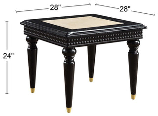 Square Marble Top End Table, Black
