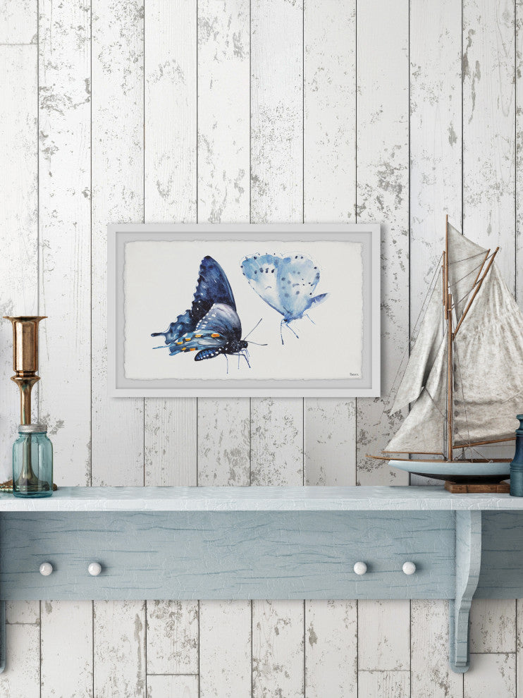 "Magical Blue Butterflies" Framed Painting Print, 12"x8"