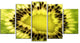 Green Kiwi Seeds and Inside Pattern, Contemporary Canvas Art, 60"x32", 5 Panels
