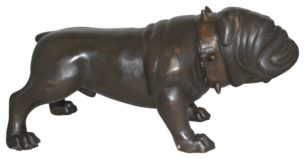 Bulldog Bronze Statue -  Size: 31"L x 14"W x 15"H.