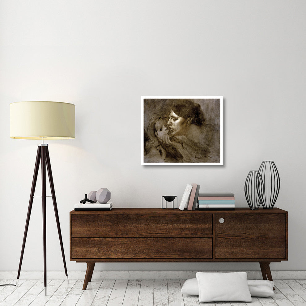 "The Motherly Kiss" Digital Paper Print by Eugene Carriere, 32"x27"