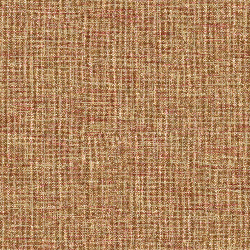Modern Textured Wallpaper, Mat Interwoven Pattern, Orange Metallic, Sample