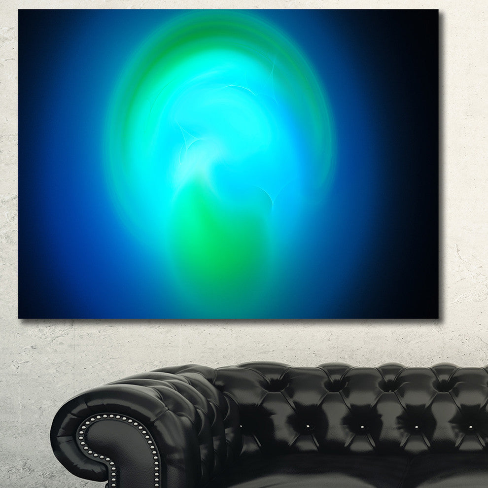 Blue Misty Sphere on Black, Abstract Canvas Art Print, 40x30