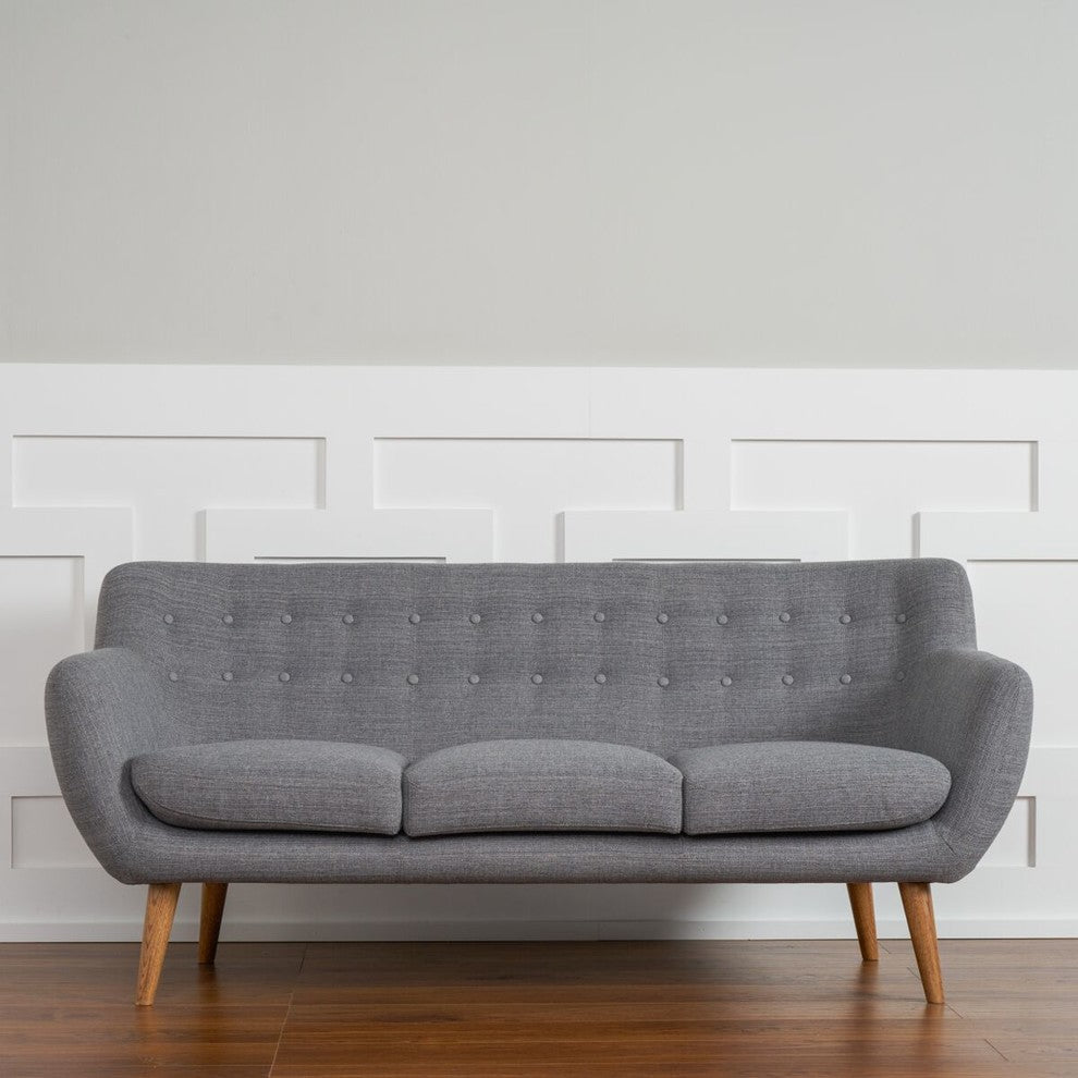 Rhodes Mid-Century Modern 2-Piece Living Set, Steel Gray