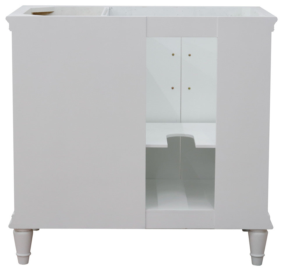 37" Single Vanity, White Finish With White Carrara