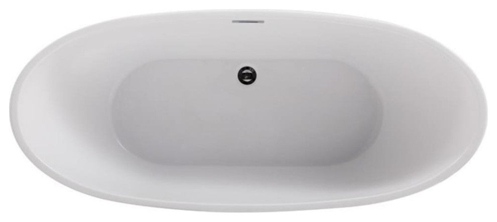 Elegant Decor Ines 62" Oval Plastic Soaking Bathtub in Glossy White