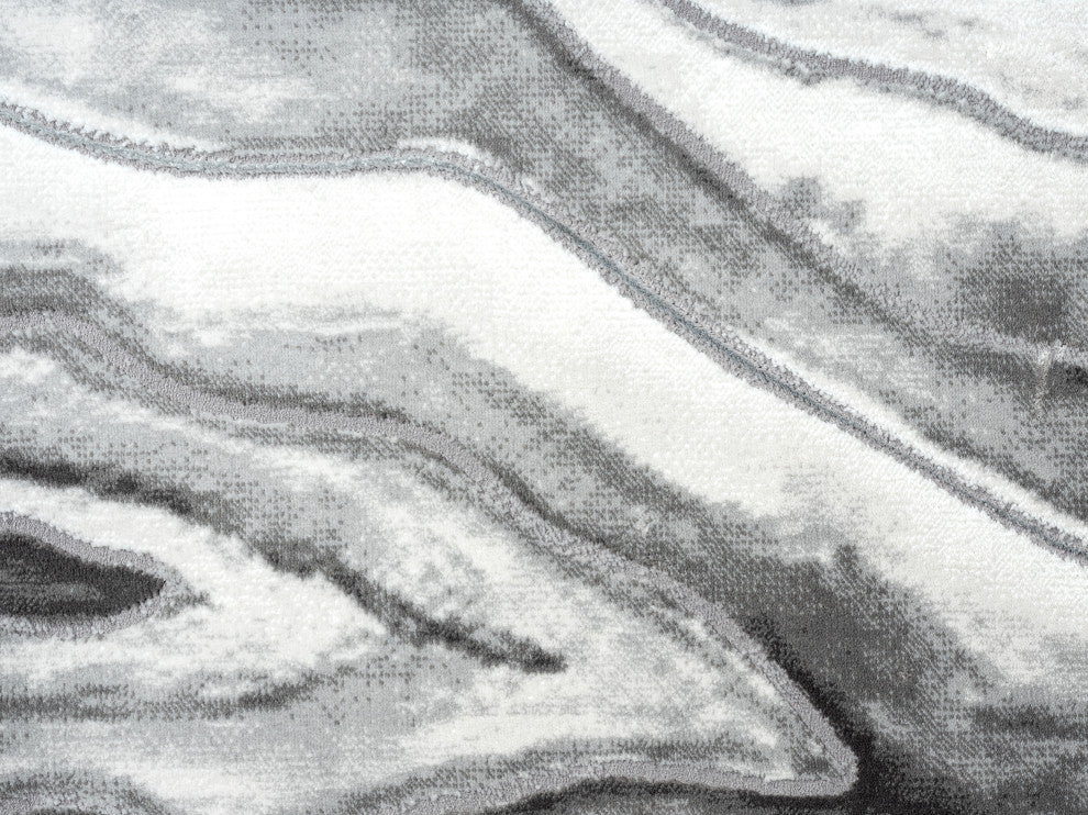 Abani Luna LUN190A Contemporary Grayscale Abstract Agate Area Rug