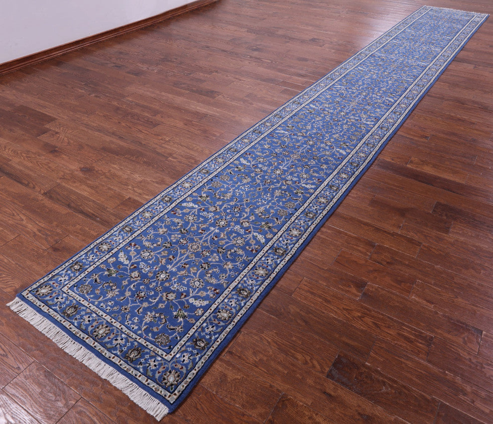 2' 10" X 20' 4" Persian Nain Handmade Wool & Silk Runner Rug - Q14883