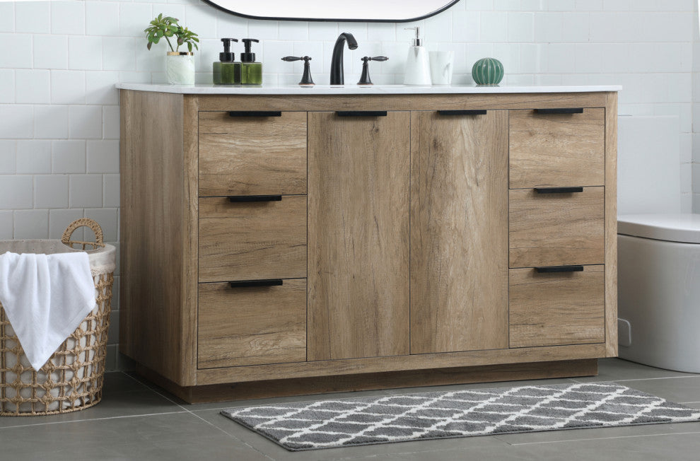 Bethany Single Bathroom Vanity, Natural Oak, 54"