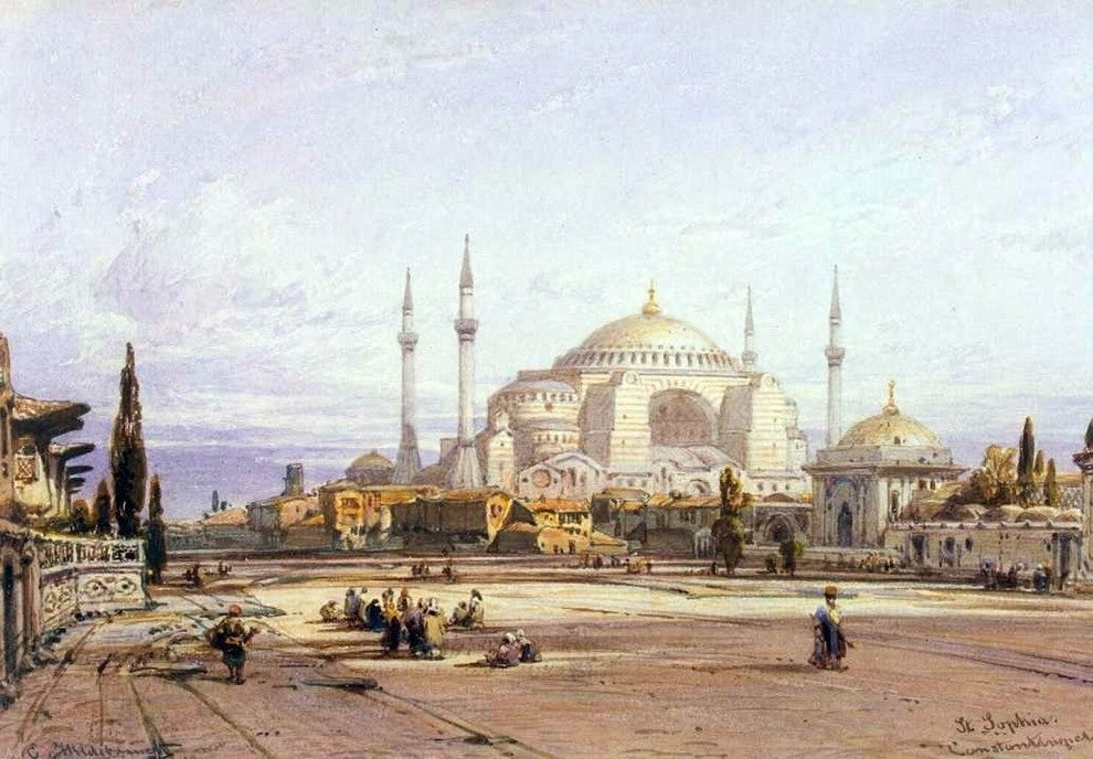 Eduard Hildebrandt View of the Hagia Sophia in Constantinople Wrapped Canvas