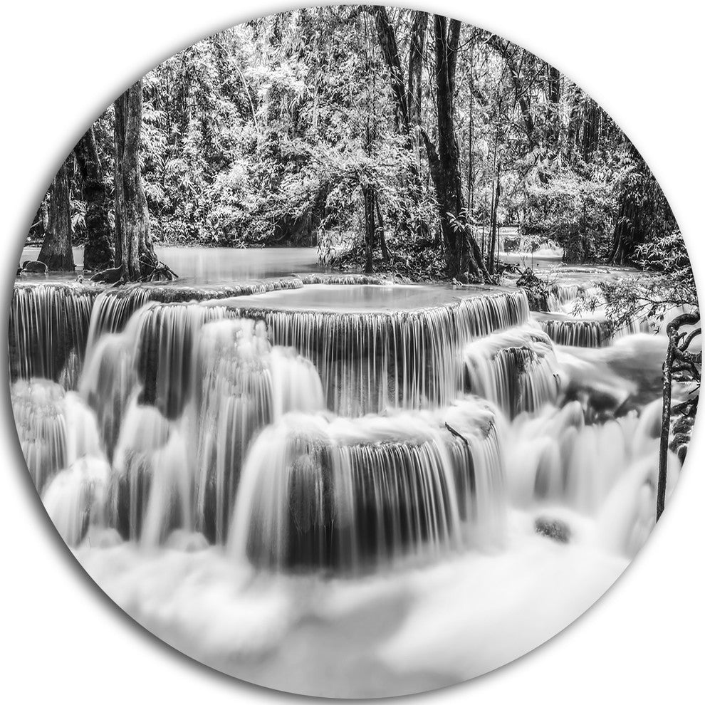 White Erawan Waterfall, Landscape Photo Large Disc Metal Wall Art, 38"