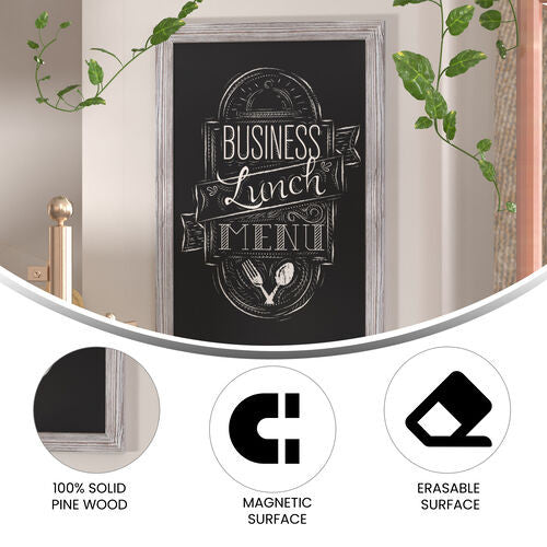 Canterbury Wall Mount Magnetic Chalkboard Sign Set, White Washed, 24" X 36"