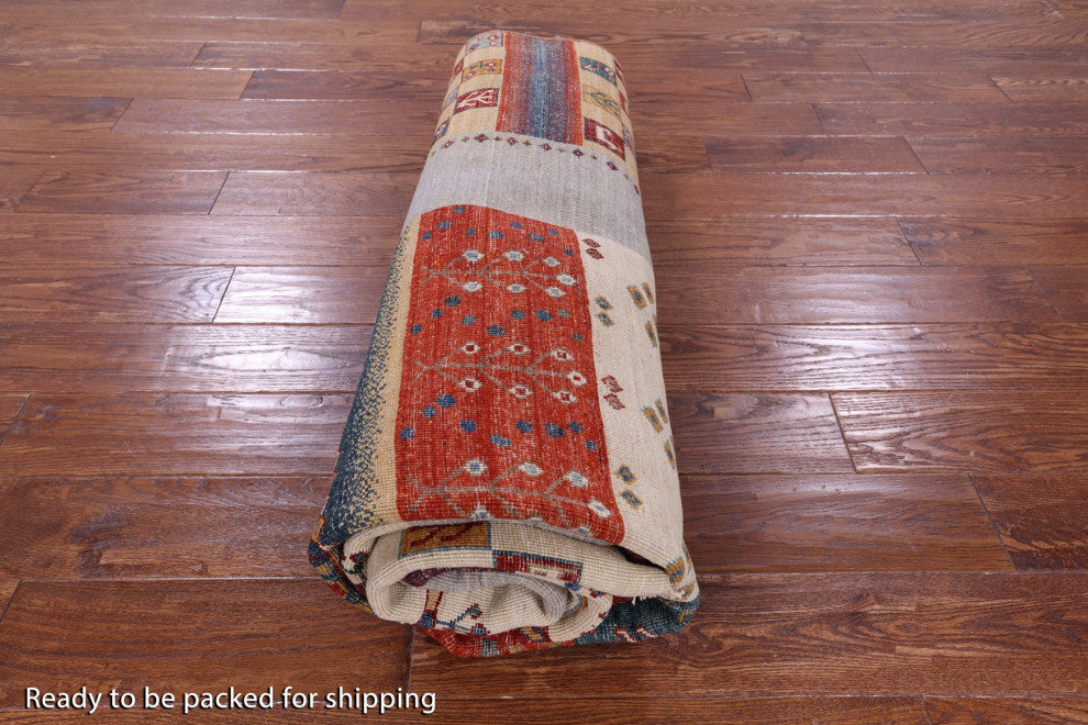 Tribal Persian Gabbeh Handmade Rug 6' 6" X 9' 11" Q9756