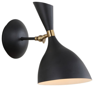 Josef 10" Iron Retro LED Wall Sconce, Black, Black/Brass Gold