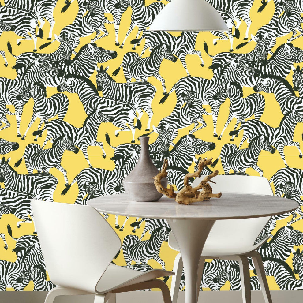 Yellow & White Herd Together Peel & Stick Wallpaper