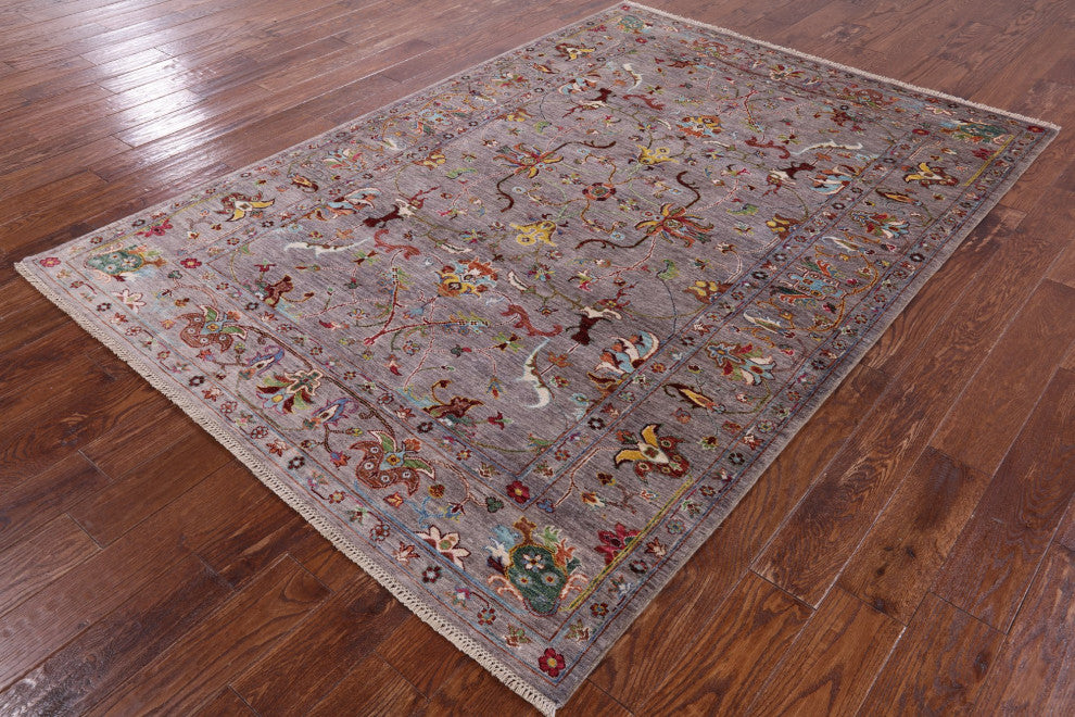 5' 8" X 8' 2" Persian Tabriz Hand Knotted Wool Rug Q7645