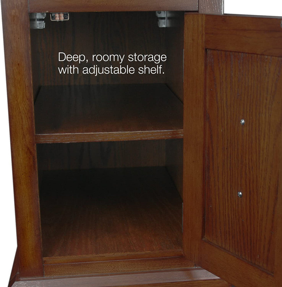 Solid Wood End Cabinet Side Table for Living Room, Bedroom and Home Office, Mission Oak