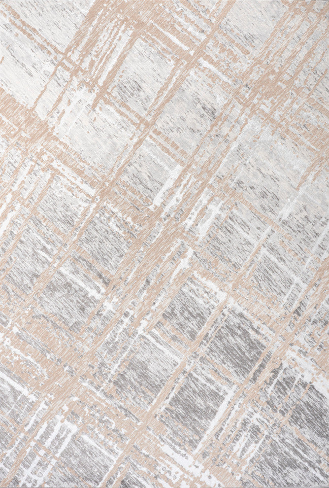 Slant Modern Abstract Beige/Gray 4 ft. x 6 ft. Area Rug