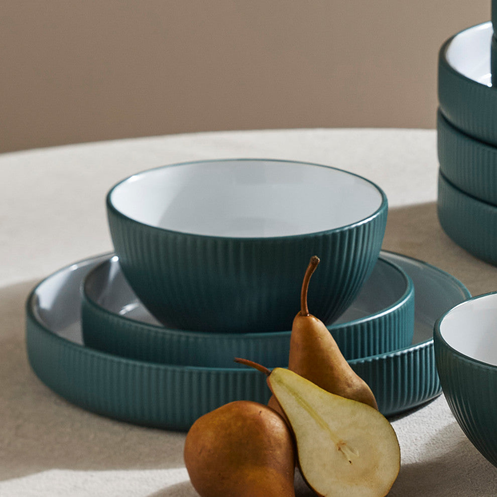 Christian Siriano Larosso Stoneware 12 Piece Dinnerware Set, Green