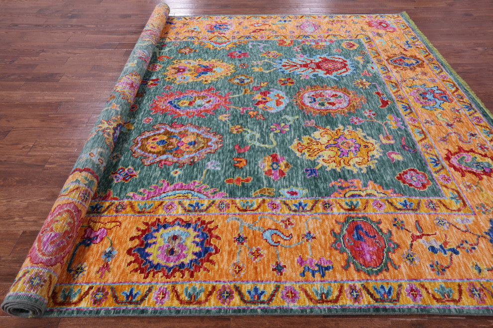 9' 5" X 12' 1" Turkish Oushak Hand Knotted Wool Rug - Q14857