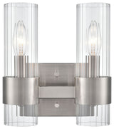 2 Light 9" Brushed Nickel Bathroom Vanity Light