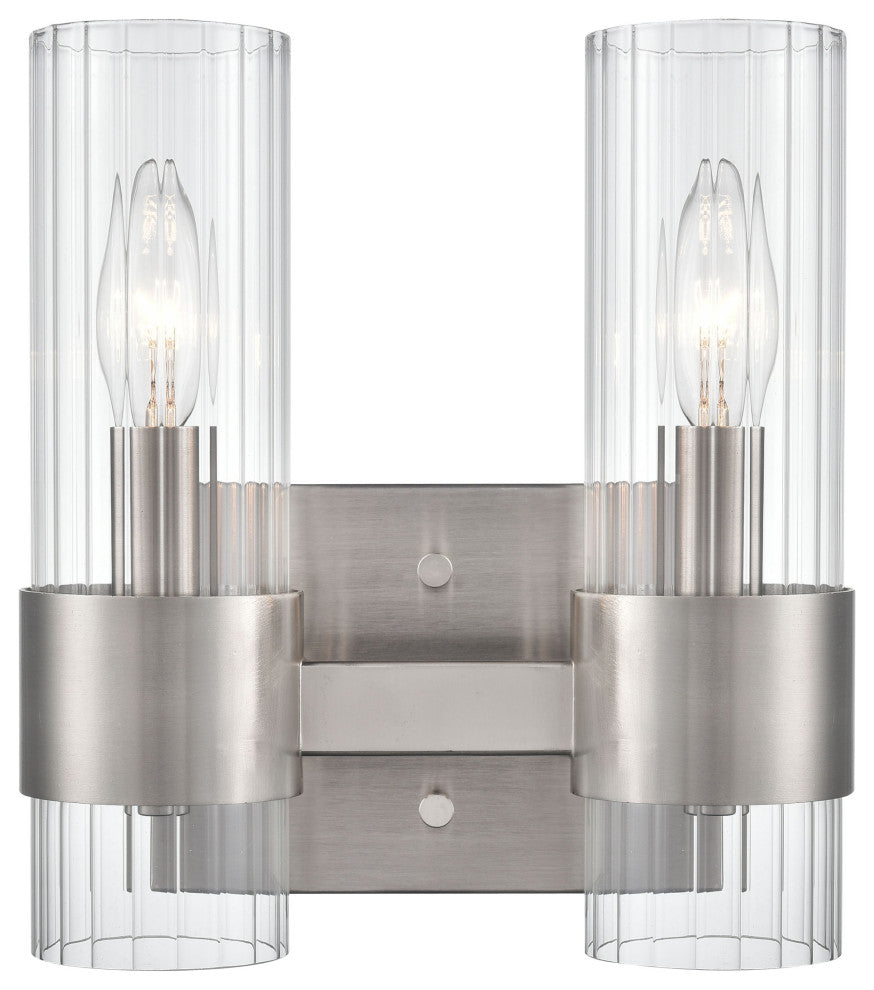2 Light 9" Brushed Nickel Bathroom Vanity Light