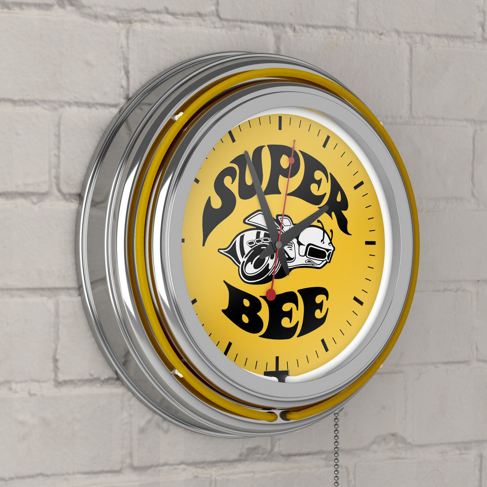 Dodge Chrome Double Rung Neon Clock, Super Bee