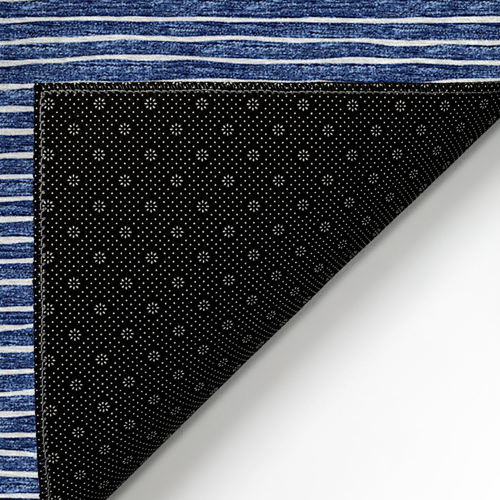 Indoor/Outdoor Laidley LA1 Navy Machine Washable 3' x 5' Rug
