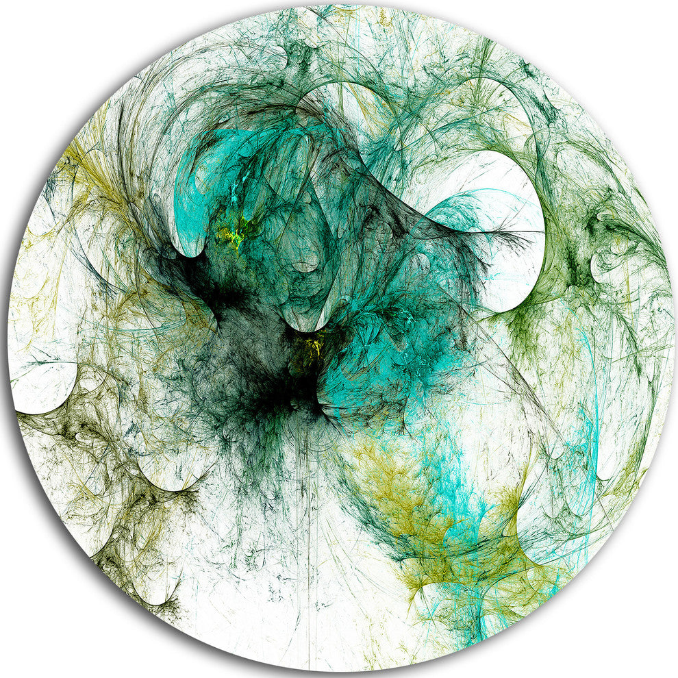 Fractal Paint Pattern, Abstract Large Disc Metal Wall Art, 38"