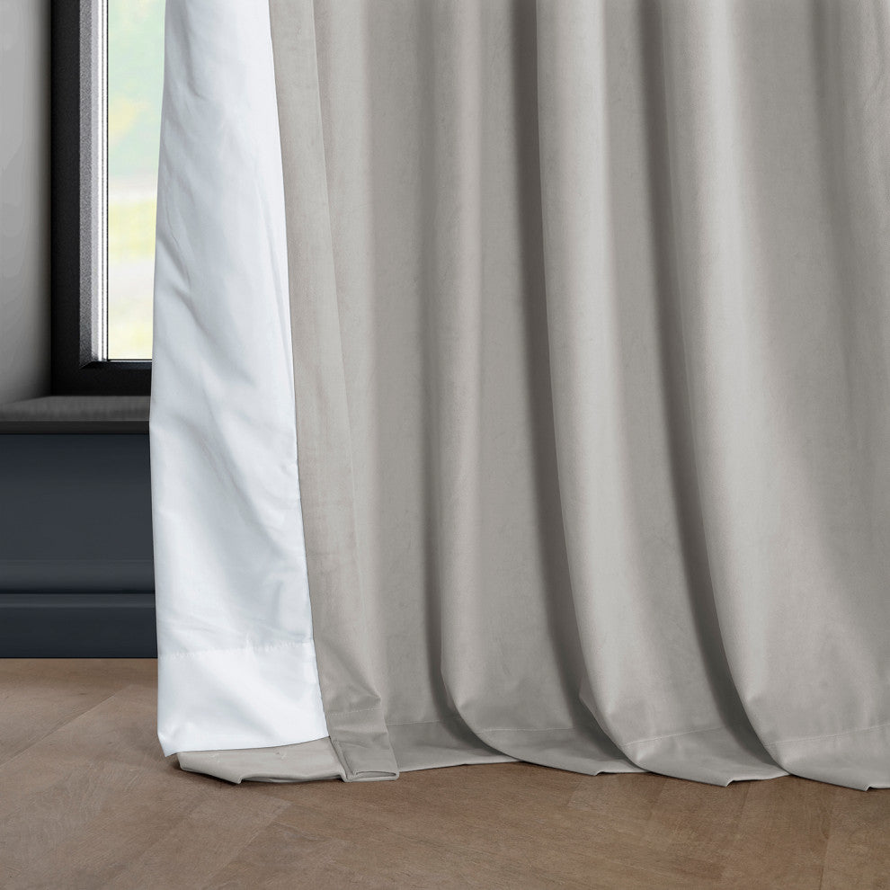 Heritage Plush Velvet Curtain Single Panel, City Gray, 50"x96"