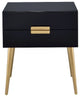24" Black and Gold End Table With Two Drawers