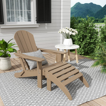 WestinTrends 2PC Classic Adirondack Chair Ottoman Outdoor Patio Conversation Set, Weathered Wood