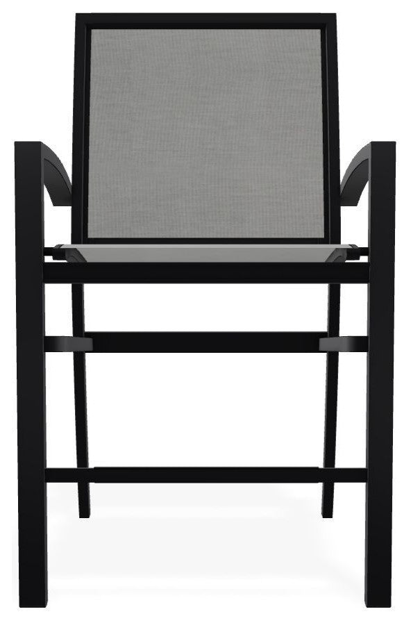 Kendall Sling Balcony Height Stackable Outdoor Stool, Alloy/Black