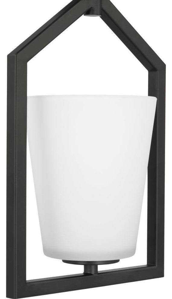 Vertex Collection One-Light Matte Black Etched White Semi-Flush Mount Light