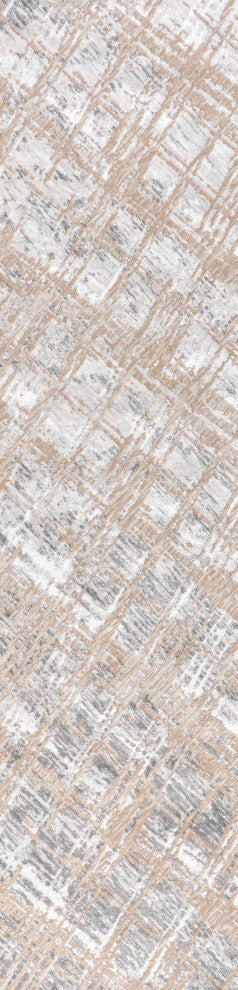 Slant Modern Abstract Beige/Gray 2 ft. x 8 ft. Runner Rug