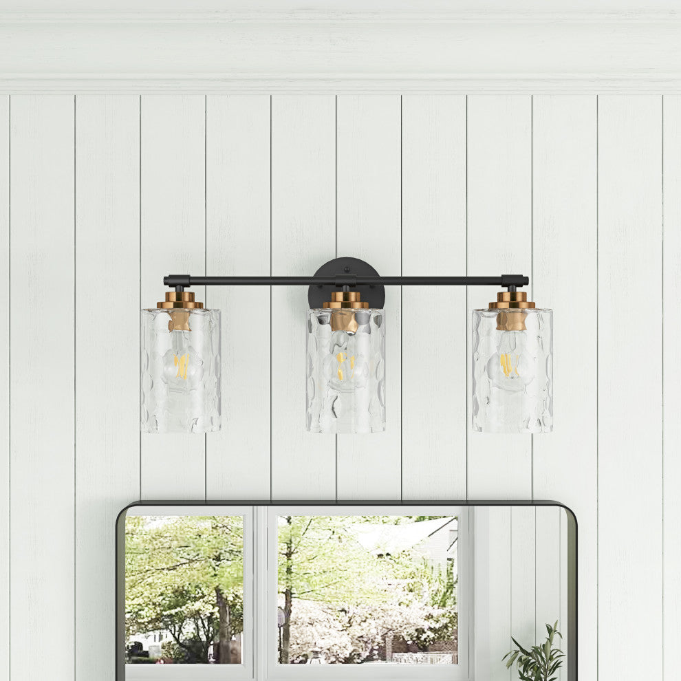 Modern 3-Light Water Ripple Glass Shades Vanity Light for Bathroom