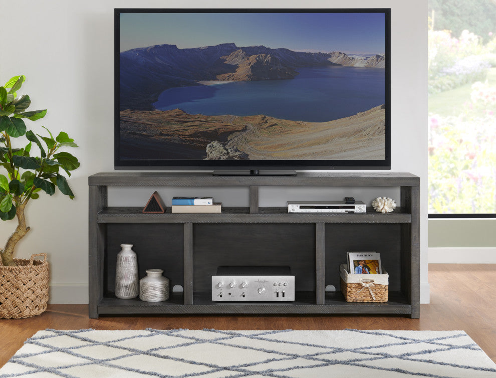 Lexington Rectangular 70" Solid Wood TV Stand, Gray