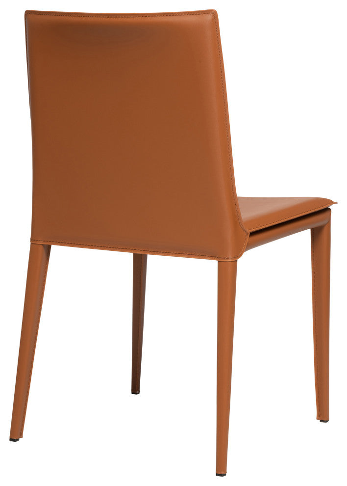 Elite Living Hilton (Set of 2) Modern Leather Upholstered Dining Chair, Cognac
