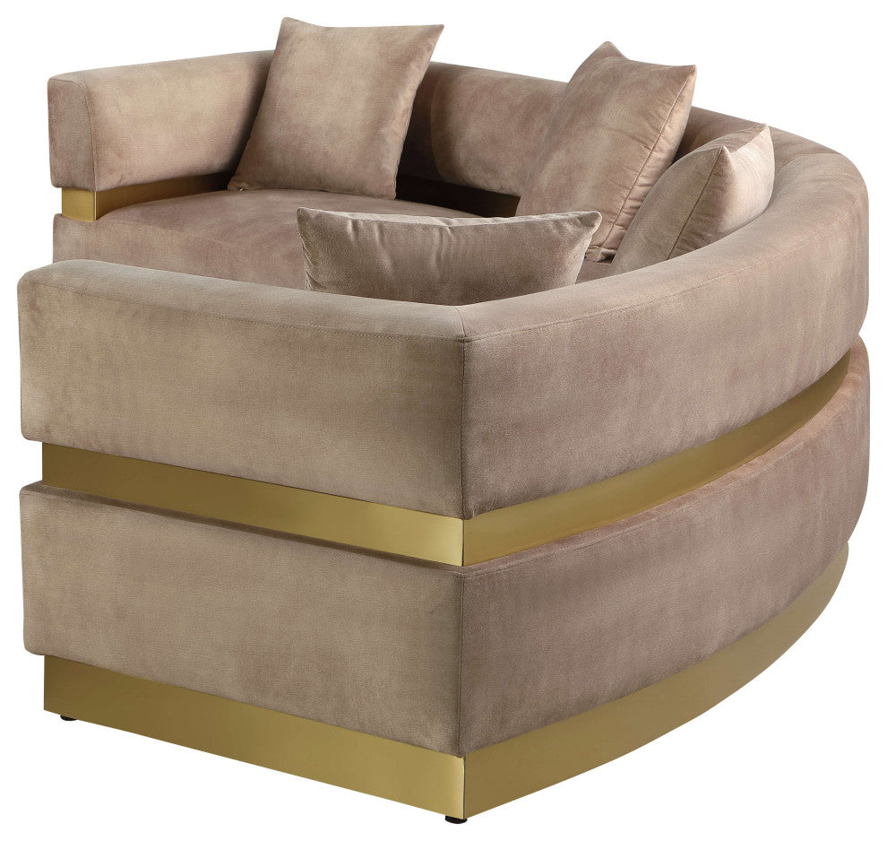 Belsa Velvet Upholstered 2pc. Sectional, Beige