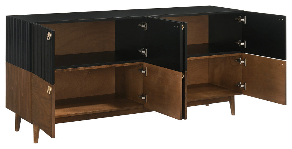 Amigo Black Veneer and Walnut Wood Buffet