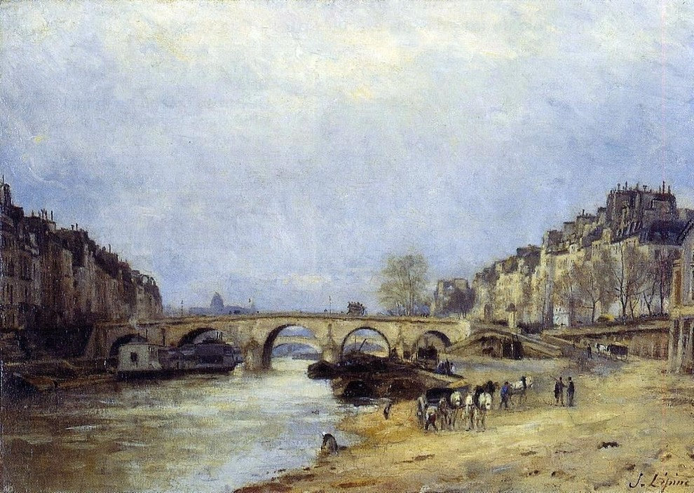 Stanislas Lepine The Seine at Pont Marie, 18"x27" Gallery Wrapped Canvas