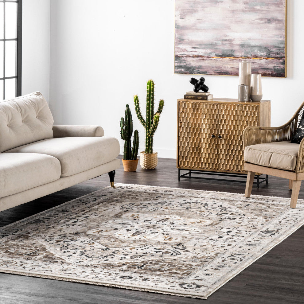 Nuloom Aziza Traditional Area Rug, Beige 9'x12'