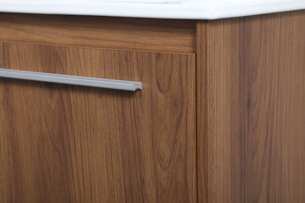 30" Single Bathroom Floating Vanity, Walnut Brown